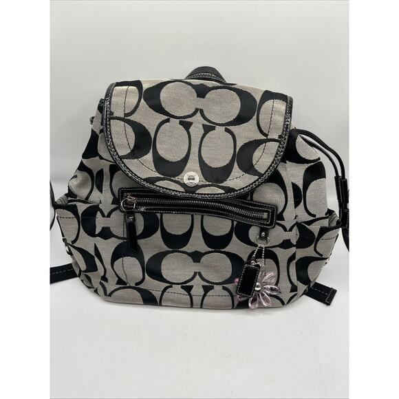 Coach Daisy Poppy Black and Gray Backpack Signature Monogram Read Description - Picture 12 of 13